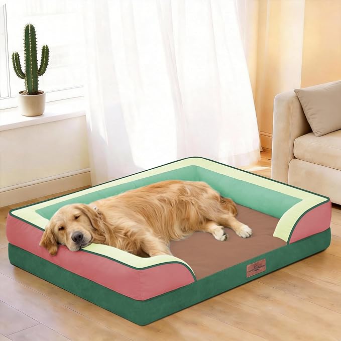 Comfort Expression Orthopedic Dog Beds for Large Sized Dog with Bolster | Waterproof Dog Couch Bed with Washable Cover & Non-Slip Bottom, Supportive Egg Crate Foam Large Pet Bed, 36x27 Inch - Image 2