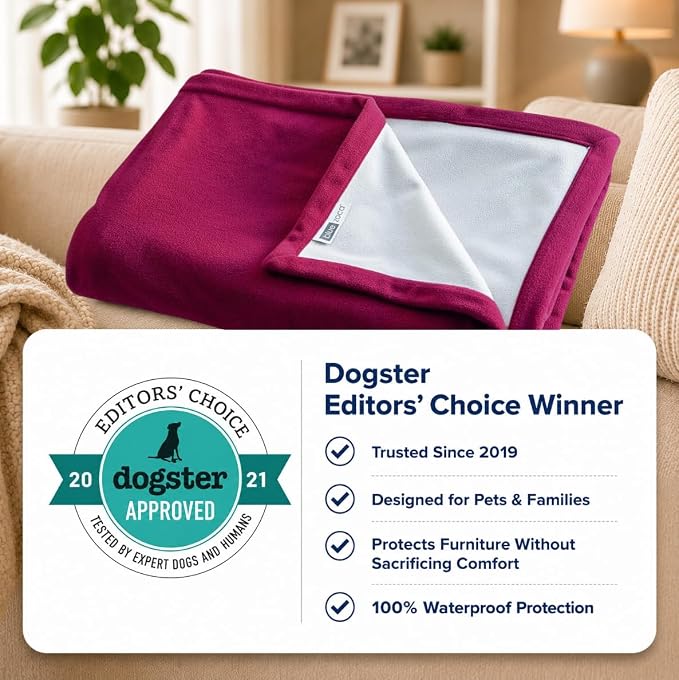 Waterproof Blanket | Machine Washable Dog Bed Cover | Waterproof Pet Blanket for Couch, Bed & Car | Cat & Dog Blankets for Large Dogs, Pets & Adults | Travel Size - 65x50in Merlot - Image 6