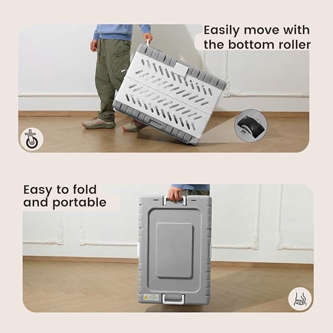 Collapsible Dog Crate for Medium/Small Dogs - 28" L Foldable Dog Cage No-Tool Assembly, Travel Dog Crate with 2 Wheels - Easy to Carry, Space-Saving, Indoor Outdoor Use