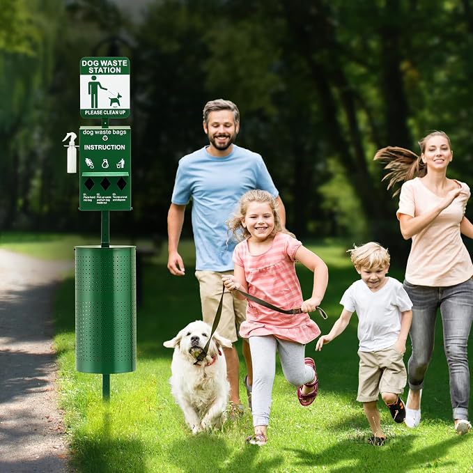 VEVOR Dog Waste Station, 11.5 Gallon Pet Waste Station with Hand Wash Bottle, Lockable Bag Dispenser, 50 Can Liners & 600 Waste Bags, Outdoor Pet Poop Station for Commercial Use, Parks, Backyard - Image 8