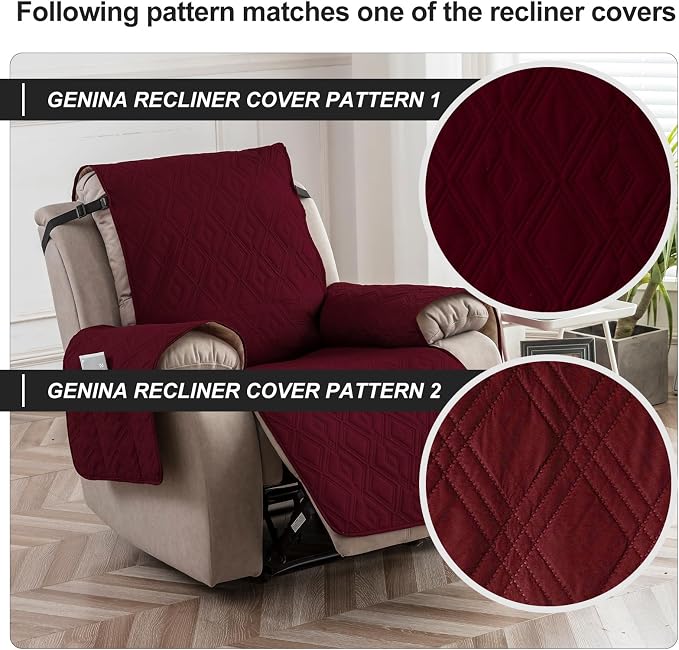 Genina Waterproof Recliner Chair Covers with Arms Recliner Sofa Cover for Living Room, Reclining Chair with Pocket, Washable Sofa Chair Cover Furniture Protectors Covers for Dog Pets - Image 7