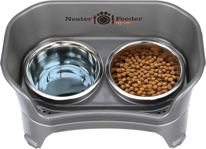 Neater Feeder Express Mess Proof Dog Bowls Elevated for Medium to Large Sized Breed, No Spill Raised Dog Food Bowl Stand, Stainless Steel Food and Water Bowl Set, Pet Dish Feeding Station, Grey - Image 8