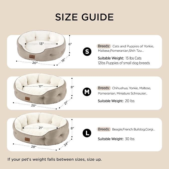 Bedsure Medium Dog Bed Washable,Large Cat Beds for Indoor Cats,28in Camel | Dog Bed Medium Size Dog, Round Pet Bed,Soft Plush Faux Fur, Removable Washable Cover, Anti-Slip Bottom,Easy to Clean - Image 4