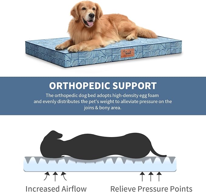 Jumbo Waterproof Orthopedic Dog Bed for Extra Large Dogs | Egg Crate Foam, Pressure Relief, Fits 54x37 Crates, Machine Washable 1680D Oxford Cover, Indoor & Outdoor Use, Up to 150 lbs - Image 6