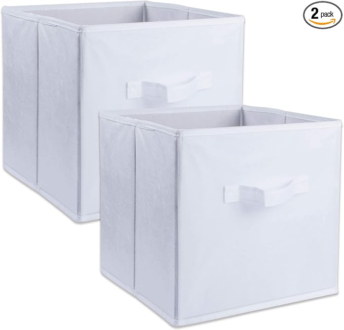 DII Collapsible Storage Organizer Bin, Small, 11" Cube, White, 2 Count by DII