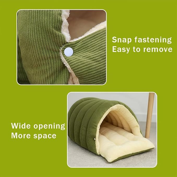 Removable and Washable Winter Closed-Off Cat Bed, Warm Cozy Comfort Pet Cave for Cats & Kittens, Machine-Washable Removable Cushion, Non-Slip Base - Image 3