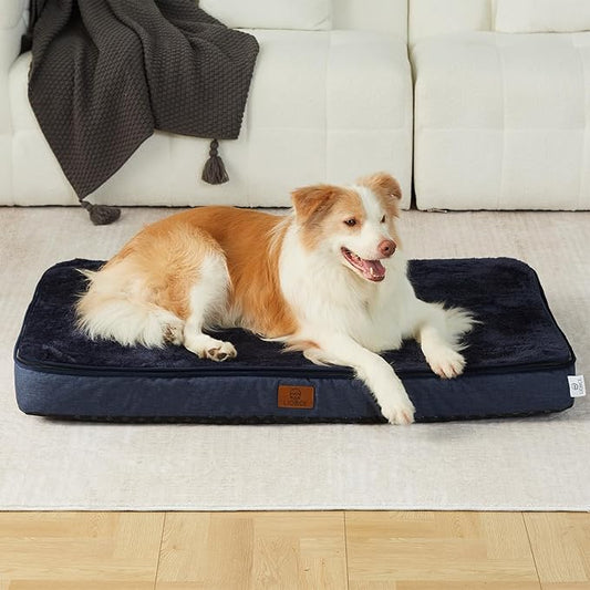 LIORCE Memory Foam XL Dog Bed - 4” Thick Orthopedic Beds for Extra Large Dogs - Waterproof Dog Bed with Removable Washable Cover & Wrap-Around Zipper - Ultimate Comfort and Easy Maintenance by LIORCE