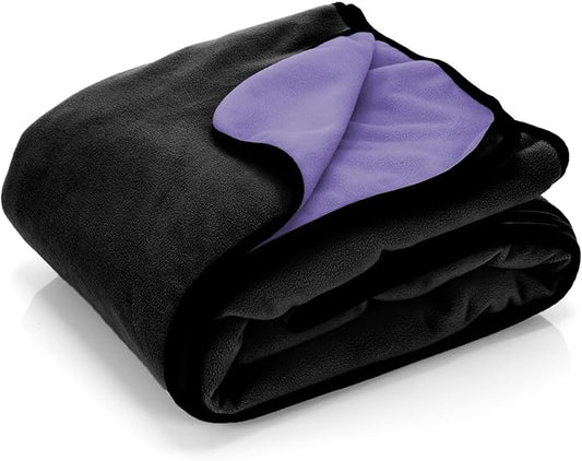 Waterproof Blanket for Bed & Couch Protection, Purple/Black, 80"x90" | High-Density Heavy-Duty Material – Ultra-Soft & Durable Soft Fleece, Leakproof, Reversible, Silent No-Crinkle Design by Callarome