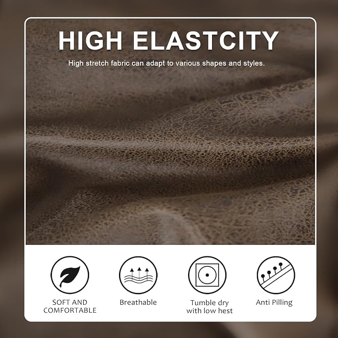 molasofa Leather Look Couch Cushion Covers, Stretch Sofa Cushion Covers for Sectional Armchair Loveseat Protector,Replacement Seat Cushion Slipcovers, Machine Washable (1 Cushion Sofa, Light Brown) - Image 3