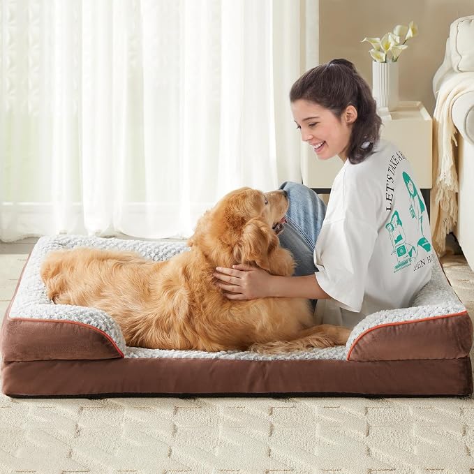 LEXTRO Orthopedic Dog Bed for Medium Dogs, Comfy Sleeping Dog Sofa Bed | 28x23 Inch Medium Dog Bed with Sides, Non-Slip Bottom and Egg-Crate Foam Dog Couch Bed with Washable Removable Cover - Image 6