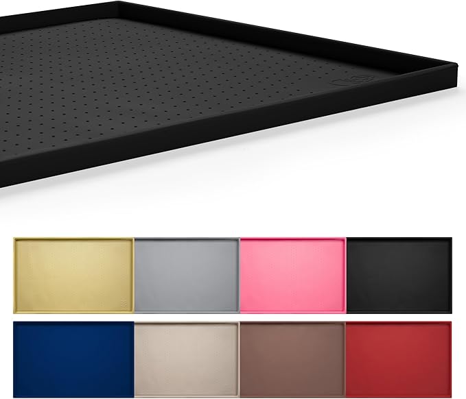 Hubulk Dog Feeding Mat,100% Waterproof Food Grade Silicone Pet Food and Water Bowl Placemat,Dishwasher, High Raised Edge to Prevent Spills,Nonslip Tray to Stop Messes on Floor (24"x16"x0.5", Black) by Hubulk