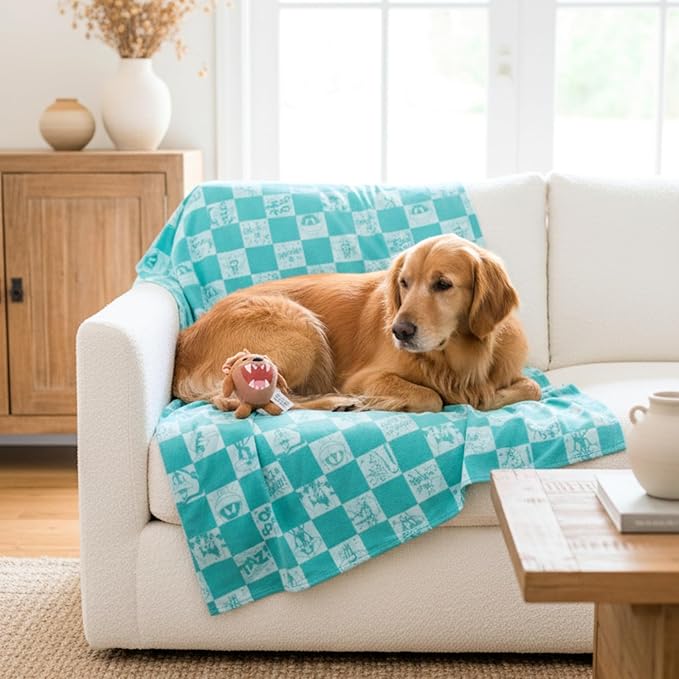 Looney Tunes Tasmanian Devil Pet Throw & Squeaky Pillow Set, Stimulating Toy As Gifts for Puppies, Cats, Dogs, (Officially Licensed) By Franco by Franco