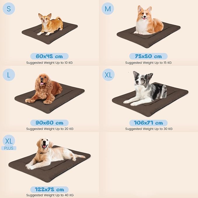 Dog Crate Pad, 42 Inch Machine Washable Plush Dog Crate Mat for Large Dogs, Soft Anti-Slip Kennel Pad & Pet Bed Mat for Metal Crates, Brown - Image 2