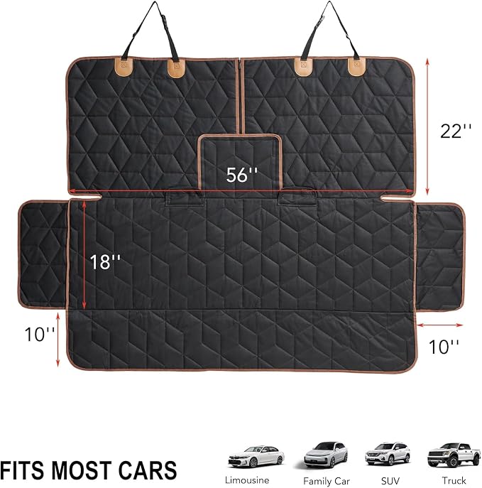 Petiza Dog Car Seat Cover for Back Seat, Heavy-Duty Non-Slip Waterproof Car Bench Protector for Pets,Compatible with Middle Armrests ，Dog Seat Cover Universal for Cars Trucks and SUVs - Image 5