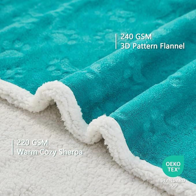 Qeils Pet Blankets for Cats - Waterproof Cat Blanket Washable - Sherpa Fleece Puppy Blanket, Soft Plush Reversible Throw Protector for Bed Couch Car Sofa, 25"X30", Teal - Image 7