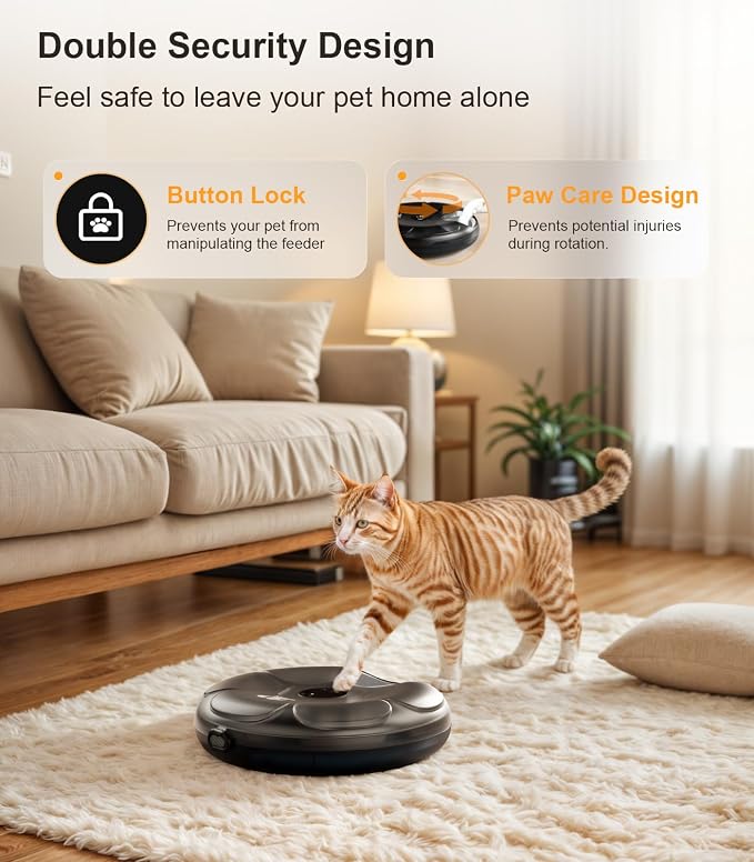 Casfuy Automatic Cat Feeder Cordless - Automatic Cat Food Dispenser for Wet Moist Food with 4 Ice Packs Rechargeable Auto Feeder for Cats Small Dogs with Programmable Timer Low Battery Indicator - Image 5