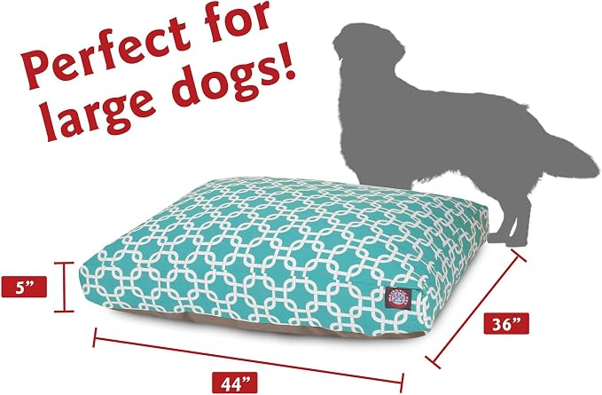 Majestic Pet Shredded Memory Foam Dog Bed Large with Removable Washable Cover – Rectangle Orthopedic Dog Bed–Durable Dog Crate Bed-Flat Dog Bed for Senior Dogs - (44x36) L - Links - Teal - Image 3