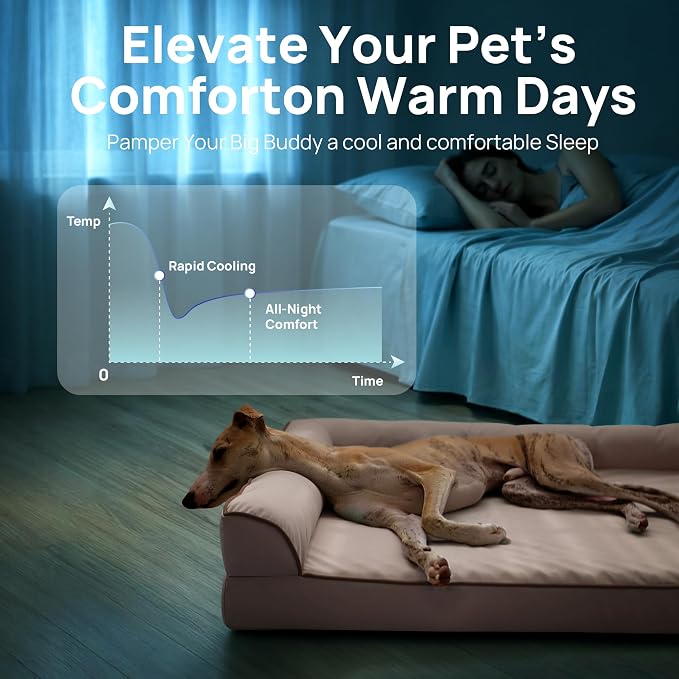 Cooling Dog Bed for Small, Medium Dogs & Cats with Bolsters, Q-Max>0.45 Orthopedic Pet Cool Sofa Beds with Breathable Egg Crate Foam, Removable Washable Cover, Dusty Rose - Image 2