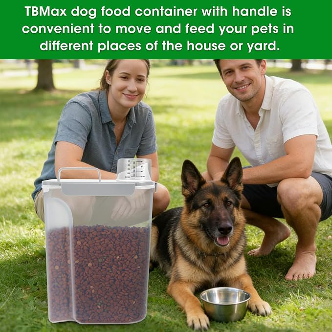 TBMax 10 lbs Cat Dog Food Storage Container, 2026 Upgraded Large Pouring Container for Pet Food Storage, Bird Seed Dispenser, Portable Travel Kibble Holder -Light Gray - Image 3