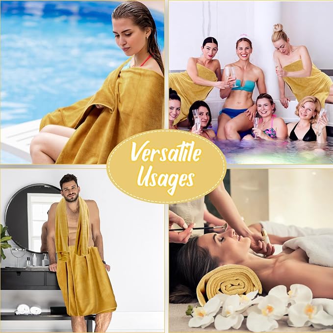SmoothNovelty 8 Pack Microfiber Bath Towels Bulk 27'' x 60'' Oversized Bath Towel Highly Absorbent Extra Large Shower Sheets Soft Drying for Beach Pool Bathroom Salon Party(Yellow) - Image 6