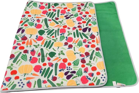 Tater Pets Guinea Pig Fleece Cage Liner - Tidy Mat - Lap Pad - Corner Pad - Absorbent - Machine Washable - for Guinea Pigs and Hedgehogs (2x3 C&C (28"x 42"), Veggies and Fruit) by TaterPets