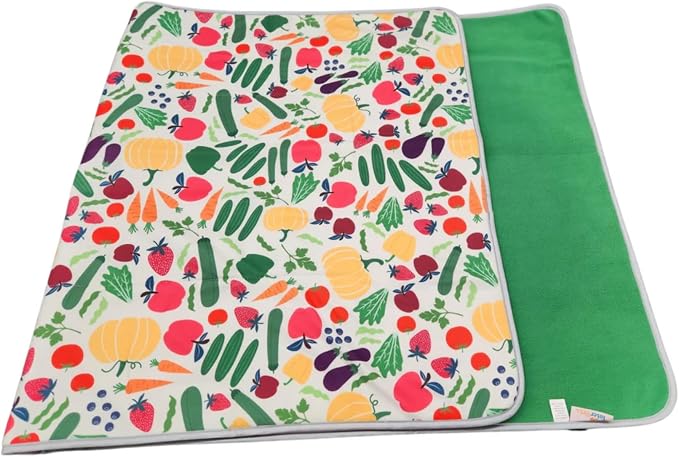 Tater Pets Guinea Pig Fleece Cage Liner - Tidy Mat - Lap Pad - Corner Pad - Absorbent - Machine Washable - for Guinea Pigs and Hedgehogs (1x2 C&C (14"x 28"), Veggies and Fruit) by TaterPets
