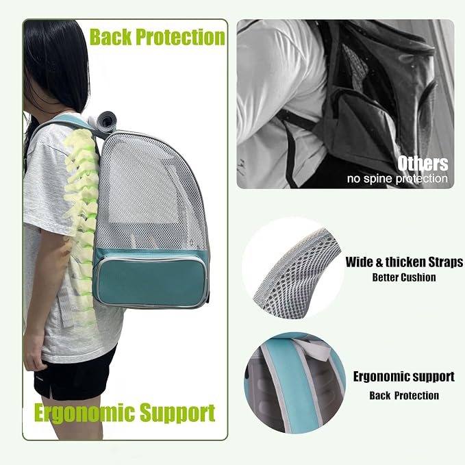 halinfer Bird Backpack Carrier Cage, Front Zipper Opening Portable Bird Travel Bag with Standing Perches and Metal Tray, Vented Carry Transport Carrier for Parakeet, Budgie, Conure, Cockatiel, Parrot - Image 5