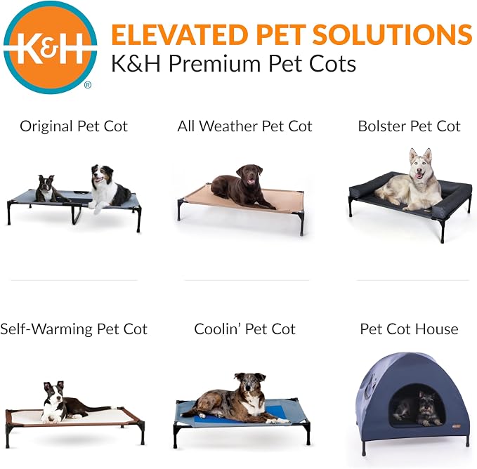 K&H Outdoor Elevated Dog Bed - Cooling Raised Dog Bed for Large & Extra-Large Pets, Breathable Mesh Center Hammock Design, Indoor/Outdoor Washable Cover, Portable Metal Frame, Gray, XL 50x32in - Image 8