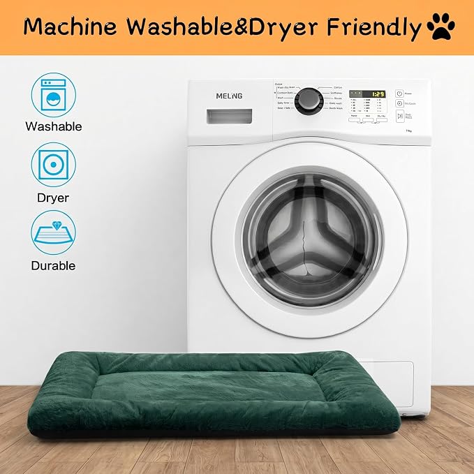 Dog Crate Pad Washable Dog Bed for Crate Large Cozy Mat 48-Inch Green | Ultra Soft Kennel Pad,Anti-Slip Bottom,Fits for Most Metal Crates,Comfortable Sleeping Pet Mat - Image 5
