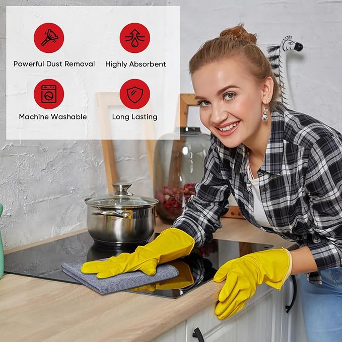 AIDEA Microfiber Cleaning Cloth 12 Pack, Microfiber Towels for Cars, Soft & Absorbent Cleaning Rags, Premium Lint Free Shop Towels for House, Kitchen, Car, 12inx16in, Grey - Image 4