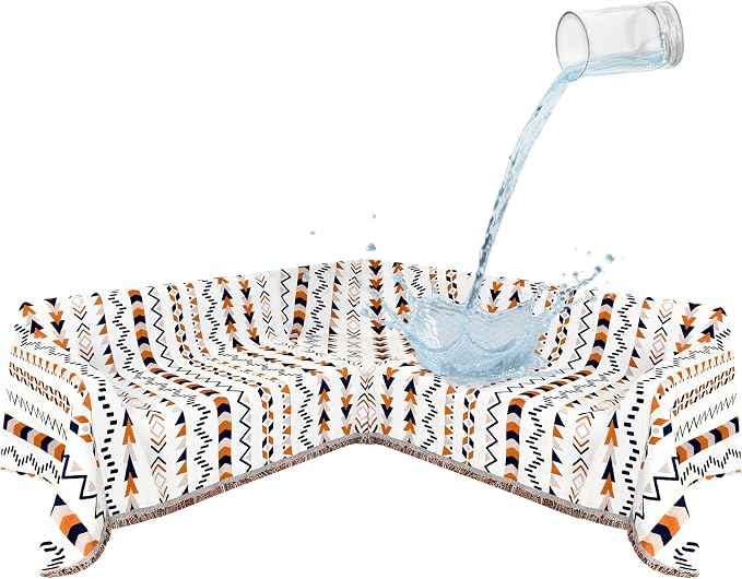 1OO% Waterproof Sectional Couch Covers for Dogs L Shaped Corner Sofa Cover Washable Chenille Sofa Slipcovers Blanket Modern Jacquard Pet Furniture Protector (91"x276", Boho Blue Orange) by SYJOVIA