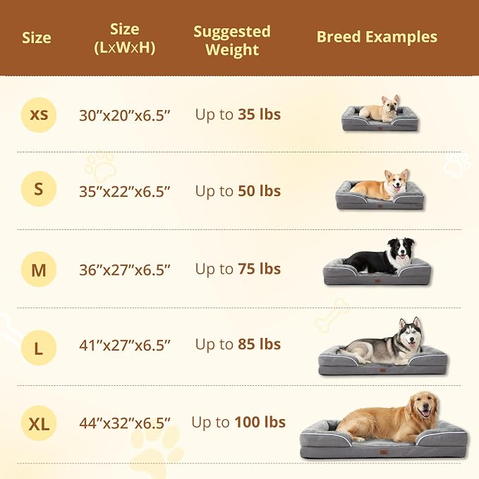 EGOHOME Orthopedic Dog Bed with Sides for Large Dogs 44x32x6.5in Grey | Water Resistant Egg Crate Foam Dog Couch with Removable Washable Cover & Non-Slip Bottom, Comfort Support Pet Sofa - Image 2