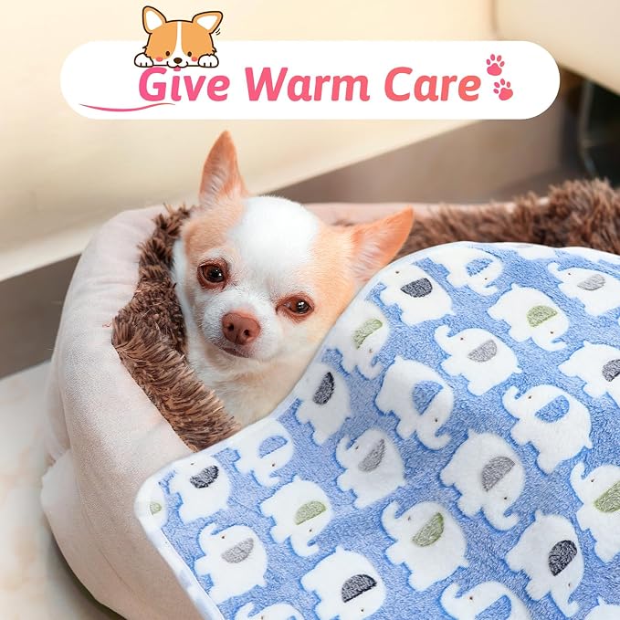 Tatuo 12 Pieces 20 x 30 Inch Dog Blanket Super Soft Warm Cat Sleep Mat Pet Kitten Doggy Fluffy Fleece Blankets with Cute Dog Paw Bone Star Elephant Patterns Printed Fluffy Blanket for Small Cat Puppy - Image 6