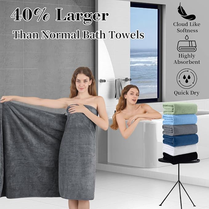 Extra Large Bath Sheet Set of 4,Ultra Soft Fluffy Towel,35”x 70”Oversized Bath Towel Set,Premium Microfiber Bathroom Towel Set Highly Absorbent Quick Dry Shower Towel for Bathroom,Hotel,Spa(Grey) - Image 2