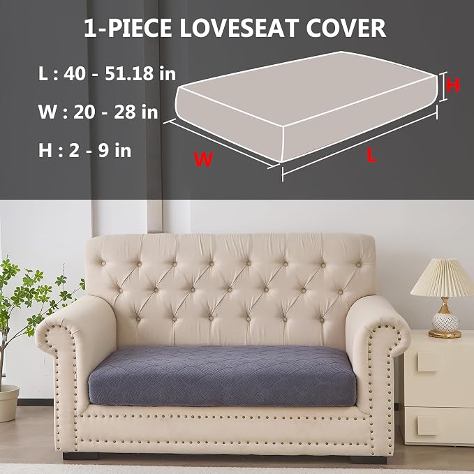 Genina Waterproof Couch Cushion Covers for Pets Washable Sofa Seat Covers | Non Slip,Stretch Jacquard Fabric,Pet Hair & Scratch Protection,Easy Installation,Furniture Protector,Loveseat Cover - Image 2