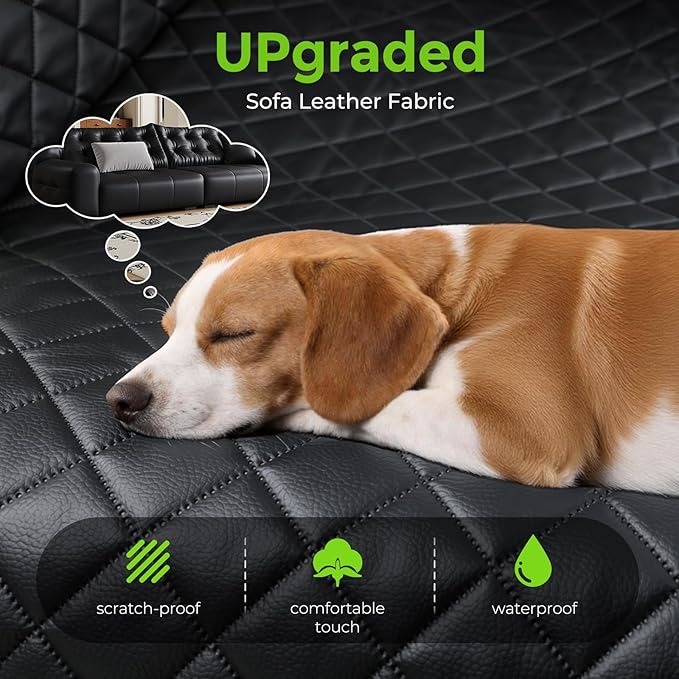 SUV Cargo Liner for Dogs, Upgraded Scratch-proof Leather 14.17" Heightened Side Flaps, 53.15" x40.55" Waterproof Non-Slip Trunk Liner with Bumper Flap, Universal Fit for SUVs Sedans Vans 3-Row SUV - Image 2
