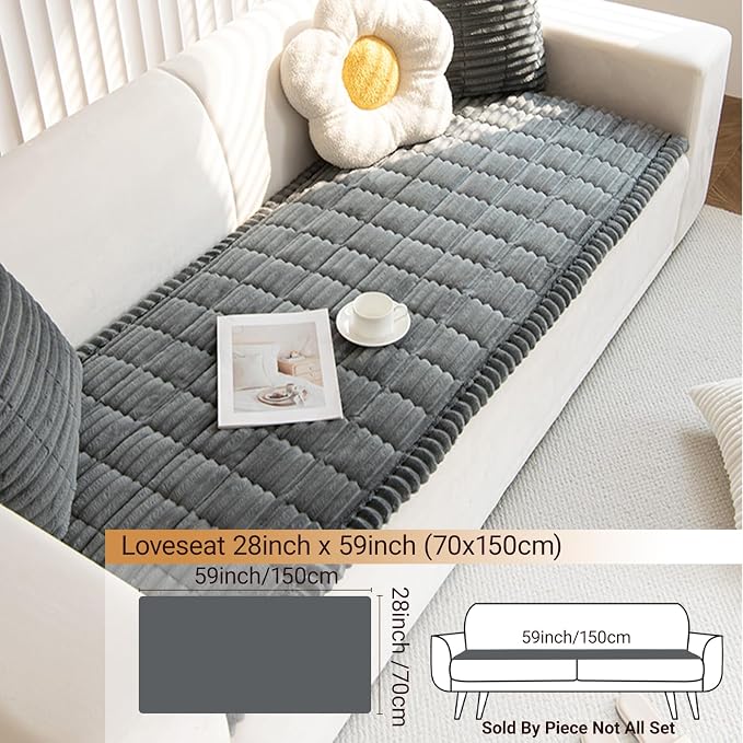 Pet Couch Cover Dogs Washable Non-Slip Couch Protector Fuzzy Dog Sofa Covers for 3 Cushion Dog Friendly Couch Protector Mat for Couches and Sofas Dark Gray, 27.6 x 70.9 - Image 5