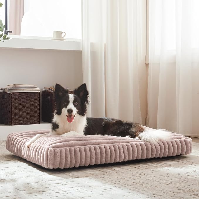 Dog Beds Large Sized Dog, Flat Pet Beds with Removable Washable Cover, Pet Mat Cute Pet Crate Bed Thick Shredded Chopped Crate Foam & Anti Slip Bottom for Indoor - Image 8