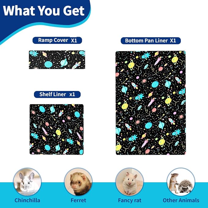 YKD Ferret Cage Liners for Ferret Nation & Critter Nation Cages | Waterproof Chinchilla Cage Accessories, Washable Bedding, for Ferrets, Chinchillas, Rats (Black, Bottom Pan Set) - Image 6