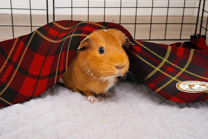 GuineaDad Original Reusable Cage Liner – Plaid Red Fleece Bedding with Burrowing Pocket – Extra Absorbent Core & Waterproof Bottom – Fits C&C 2x4 Guinea Pig Cages – Small Animal Supplies - Image 5