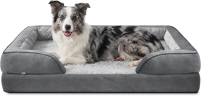 INVENHO L Plus Orthopedic Dog Bed for Large Dogs, Washable Dog Sofa with Egg-Crate Foam, Waterproof Lining and Non-Skid Bottom by INVENHO