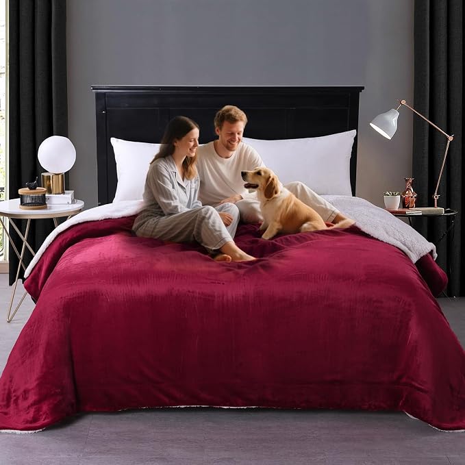 Waterproof Twin Size Blankets for Bed 60'' x 80'', Stain Proof Bed or Couch Cover, Water Resistant Mattress or Furniture Protector Large Size for Twin, Queen, King Beds(Red) by GBYcLywBathroomDecor
