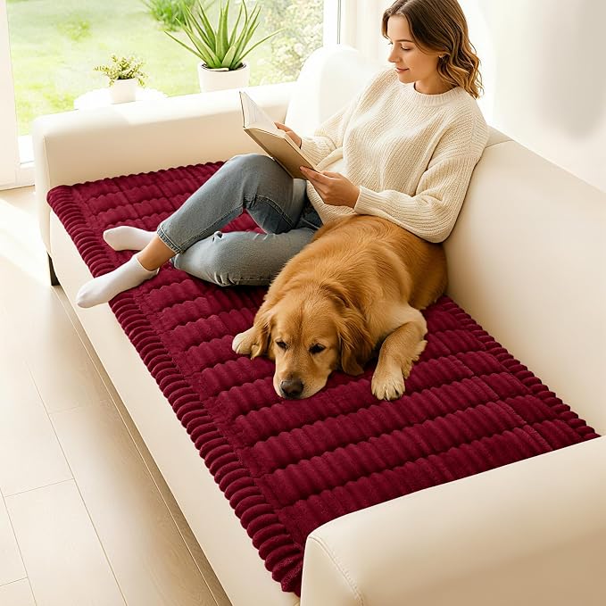 hyha Couch Cover for Dogs, Washable Non Slip Plush Flannel Sofa Protector | Thick Flannel, Silicone Anti-Slip Backing, Pet Hair & Scratch Protection, Fits Sofa & Loveseat (27.6" x 82.7") - Image 2