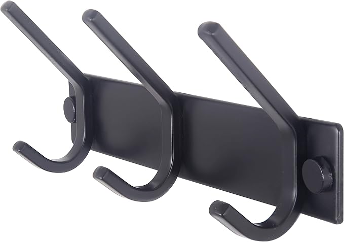 WEBI Coat Rack Wall Mounted,3 Coat Hooks for Hanging Coats,Heavy Duty Metal Hook Rack Hook Rail Coat Hanger Wall Coat Rack with Hooks for Clothes Entryway Jacket,Black by WEBI