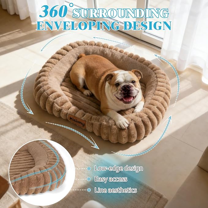Orthopedic Dog Bed,Hip Joint Support Large Dog Crate Pad for Senior | 35L x 27W x 5.5H, Egg-Crate Memory Foam, Washable Cover, Low Front Entry, Non-Slip Bottom, Large Sized Dog, Brown - Image 4