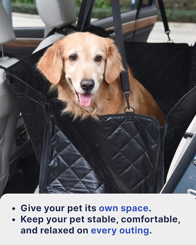 pettycare Dog Car Seat Cover for Back Seat, 600D Heavy Duty Waterproof & Scratch-Resistant for Car with Side Flap, Pet Back Seat Covers for Car with Seatbelt Black. - Image 4