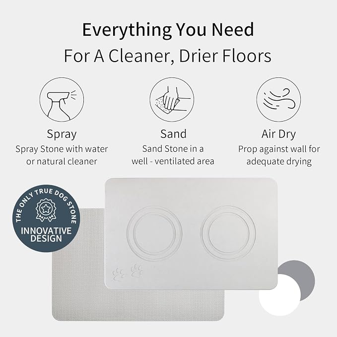 Diatomite Stone Pet Feeding Mat for Dog Cat Super Absorbent Diatomite Quick Drying Stone Dog Food Mat, Dog Mats for Food and Water with Non-Slip Station, Fast Dry Pet Mats,Grey White - Image 3