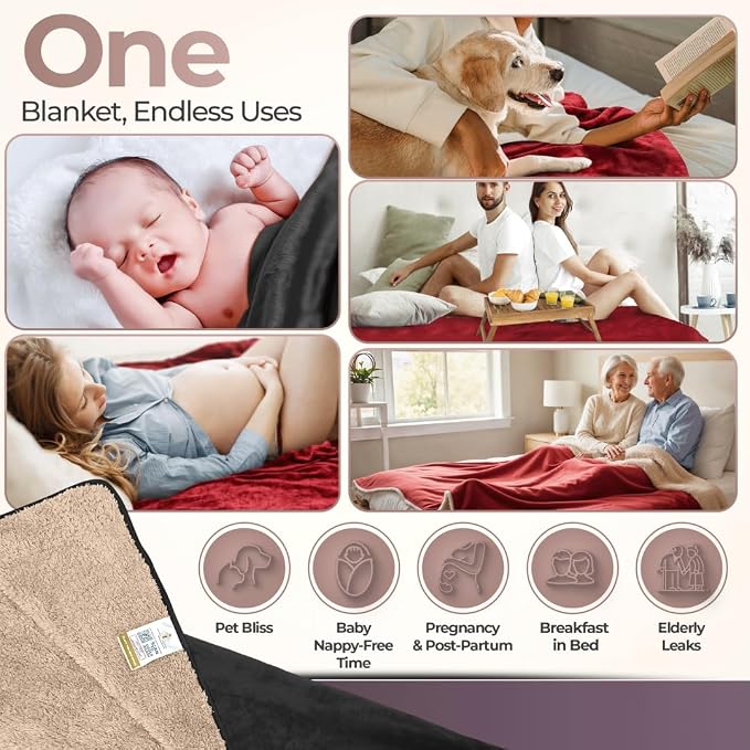 Sacred Weapon Blanket Waterproof and Stain Proof – Water Proof Blanket for Bed & Couch – Splash Throw Blanket VIP – Washable King, Queen Mattress Protector Waterproof – Dark Red 80"x80" - Image 6