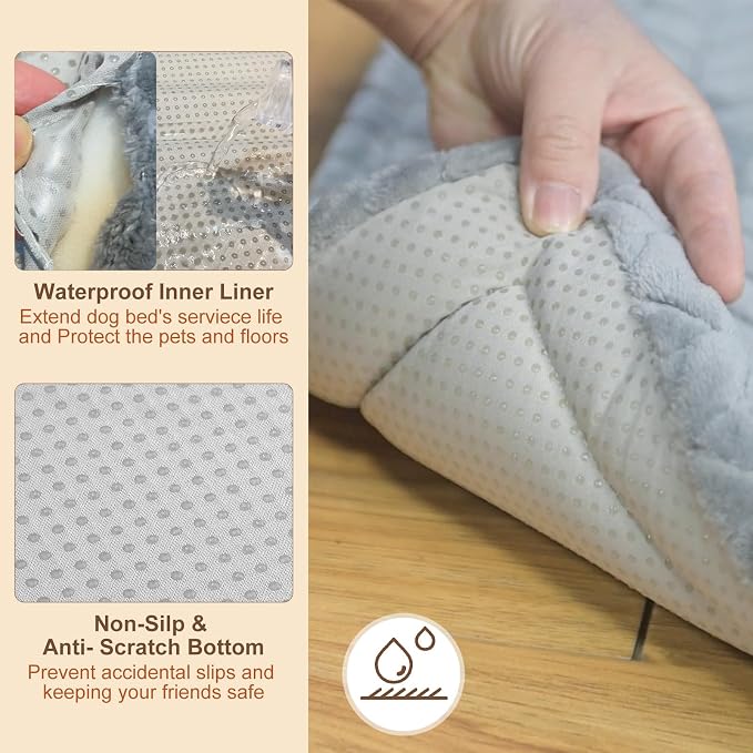 BEAUTYZOO Washable Dog Crate Pad for Small Dogs, Ultra Soft Anti-Slip Fleece Pet Mat, Kennel Cage Sleeping Cushion for Travel & Car, Grey 24x18 Inch - Image 4