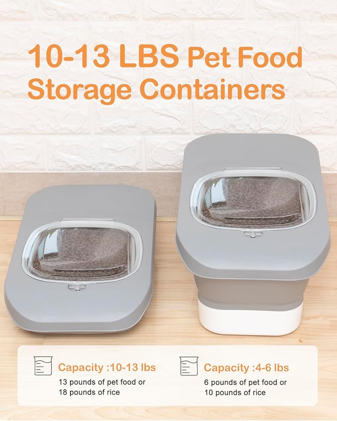 10-26Lbs Airtight Dog Food Container 2Pcs,Collapsible Pet Food Storage | Dog Food Storage with Double Airtight Seal,Magnetic Lid,Cat Food Container Dry Food,Space-saving,Scoops and Measuring Cups - Image 4